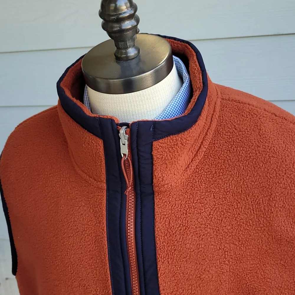 THE‎ NORTH FACE Carbondale Dark Orange Weave Fleece Polyester XL Full Zip Vest